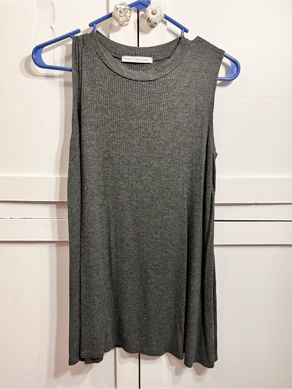 Chris & Carol Ribbed Sleeveless Tank - Charcoal